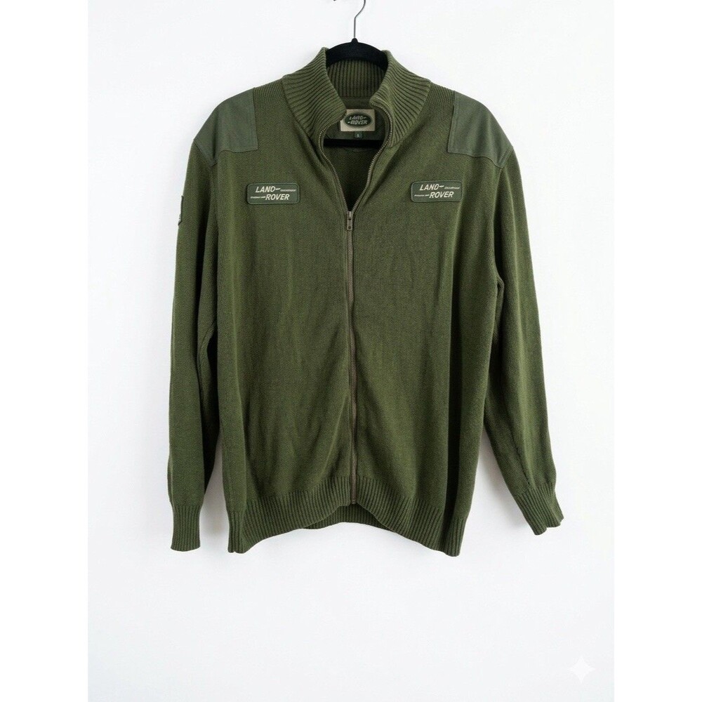 Land Rover Red Canoe Full Zip Man Cardigan Sweater Cotton Large Elbow Patches